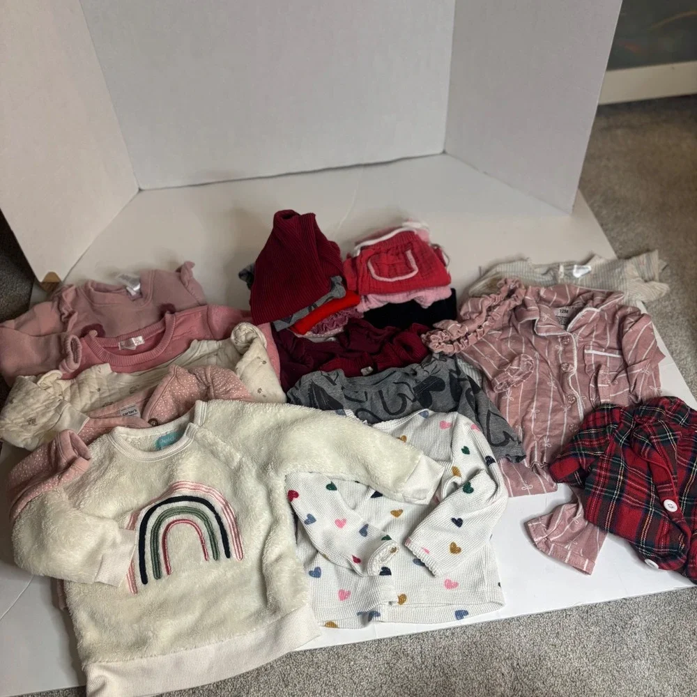 Baby Girl Clothing Lot 6-12M 12M Carters Pekkle Rainbow Heart Shoes Bundle 15pc